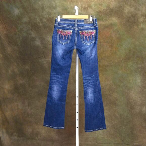 Grace in LA Embellished Aztec Embroidered Y2K Boot Cut Jean Size 27 - Picture 2 of 4